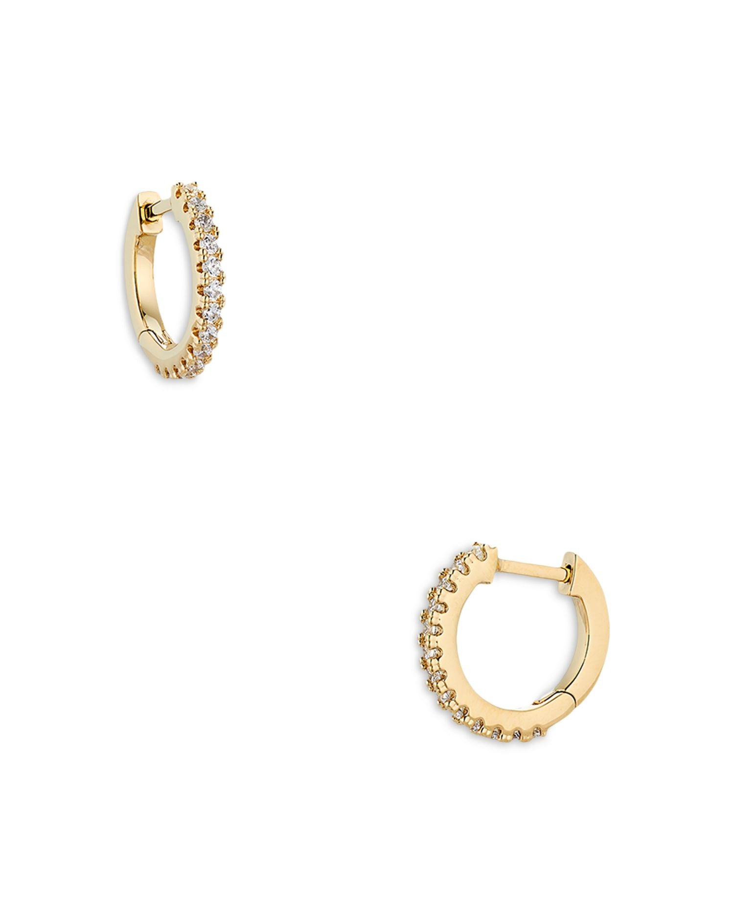 Pavé Front Huggie Hoop Earrings in 18K Gold Plated or Rhodium Plated