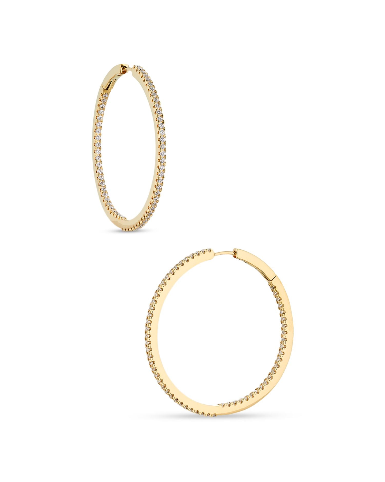 Pavé Inside Out Hoop Earrings in 18K Gold Plated or Rhodium Plated