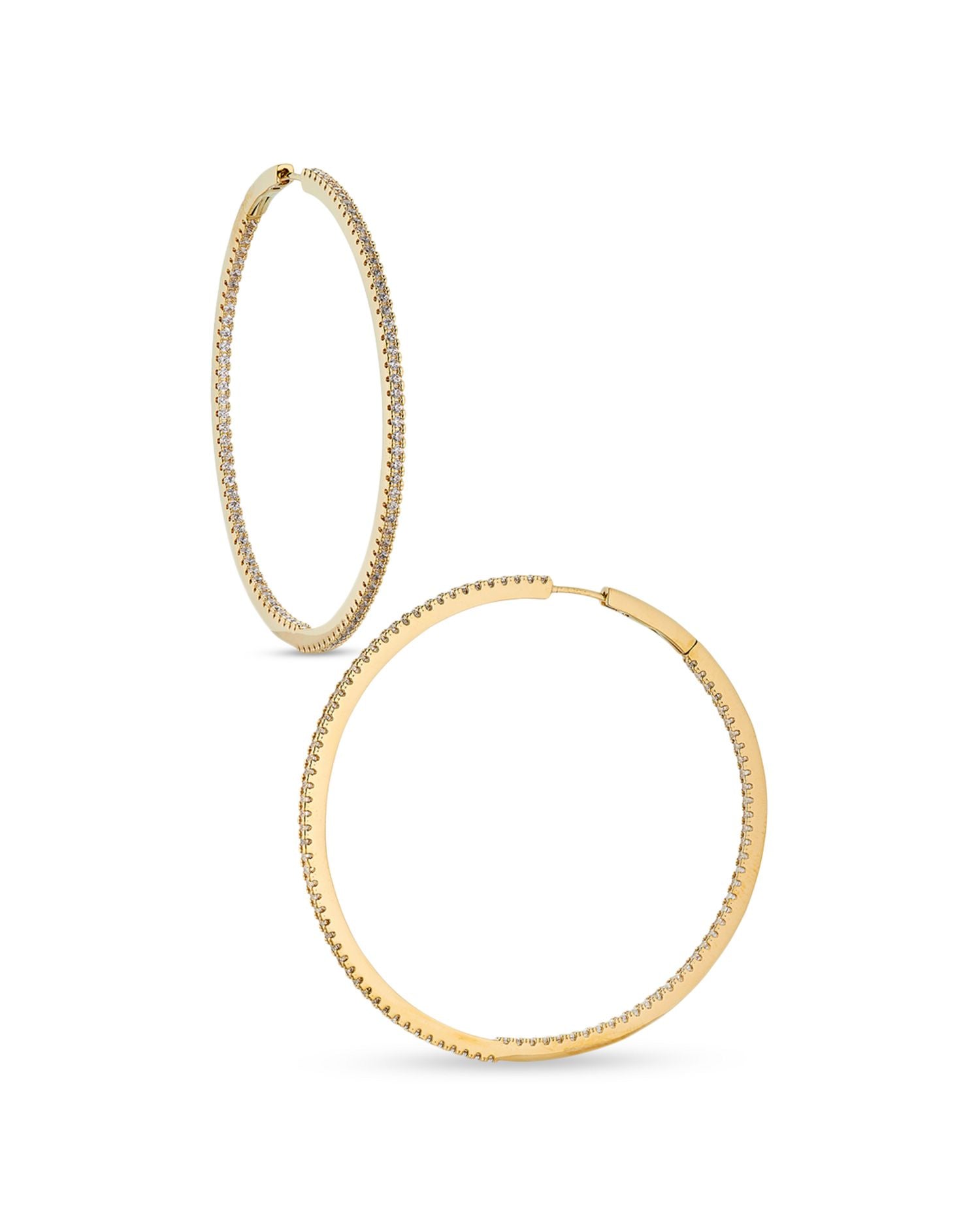 Inside Out Pavé Edge Hoop Earrings in 18K Gold Plated or Rhodium Plated