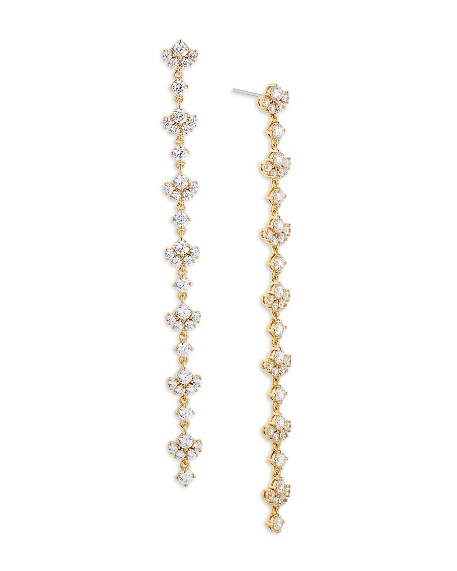 Long Linear Drop Earrings in 18K Gold Plated or Rhodium Plated