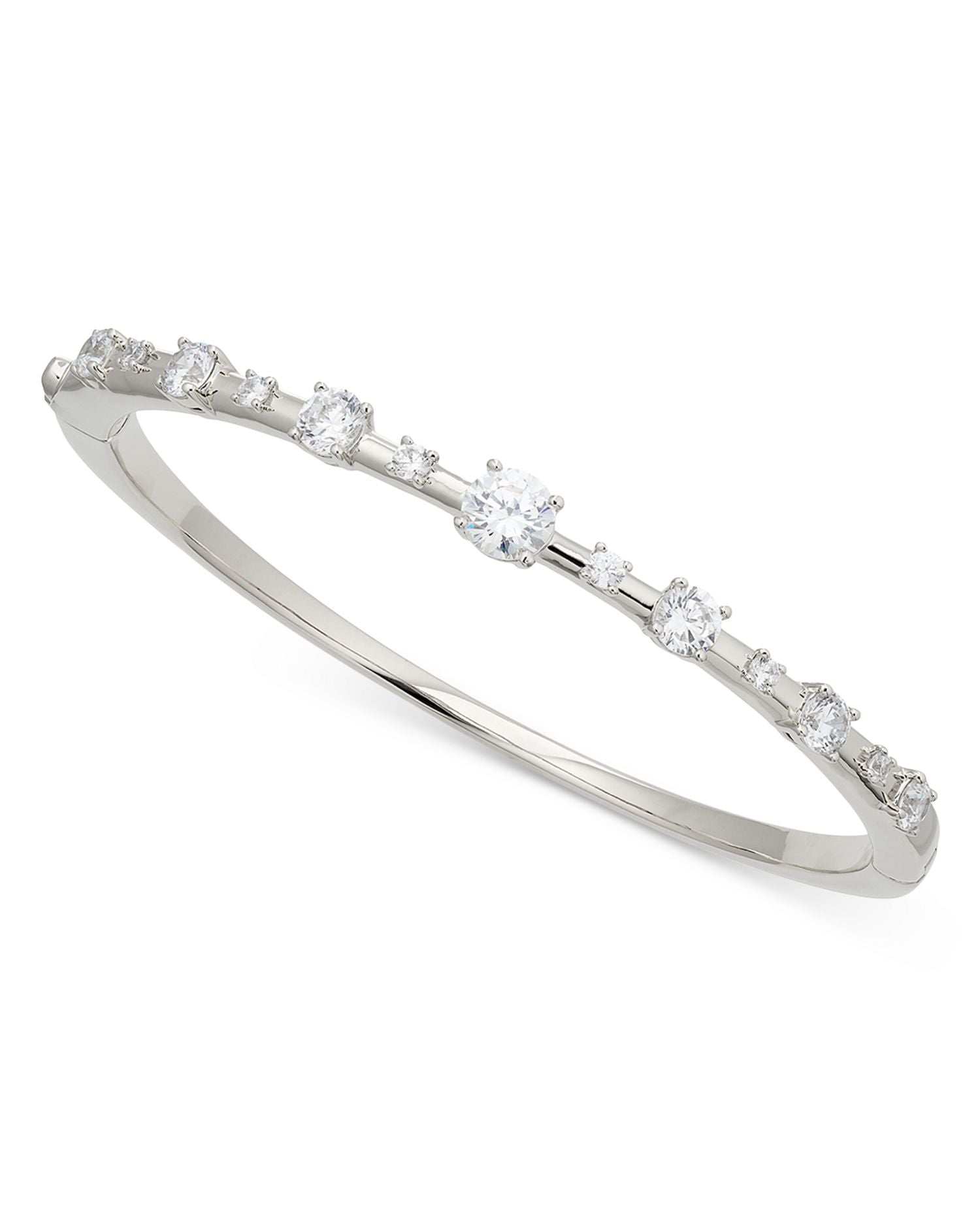 Alternating Stone Bangle Bracelet in 18K Gold Plated or Rhodium Plated