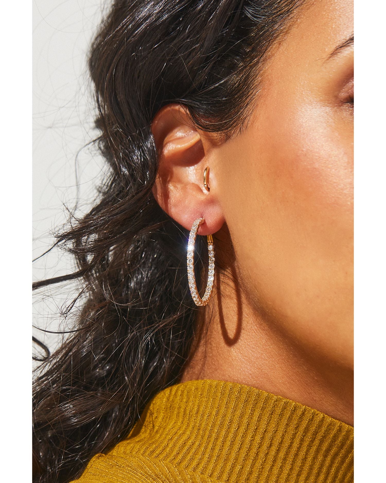 Inside Out Hoop Earrings in 18K Gold Plated or Rhodium Plated