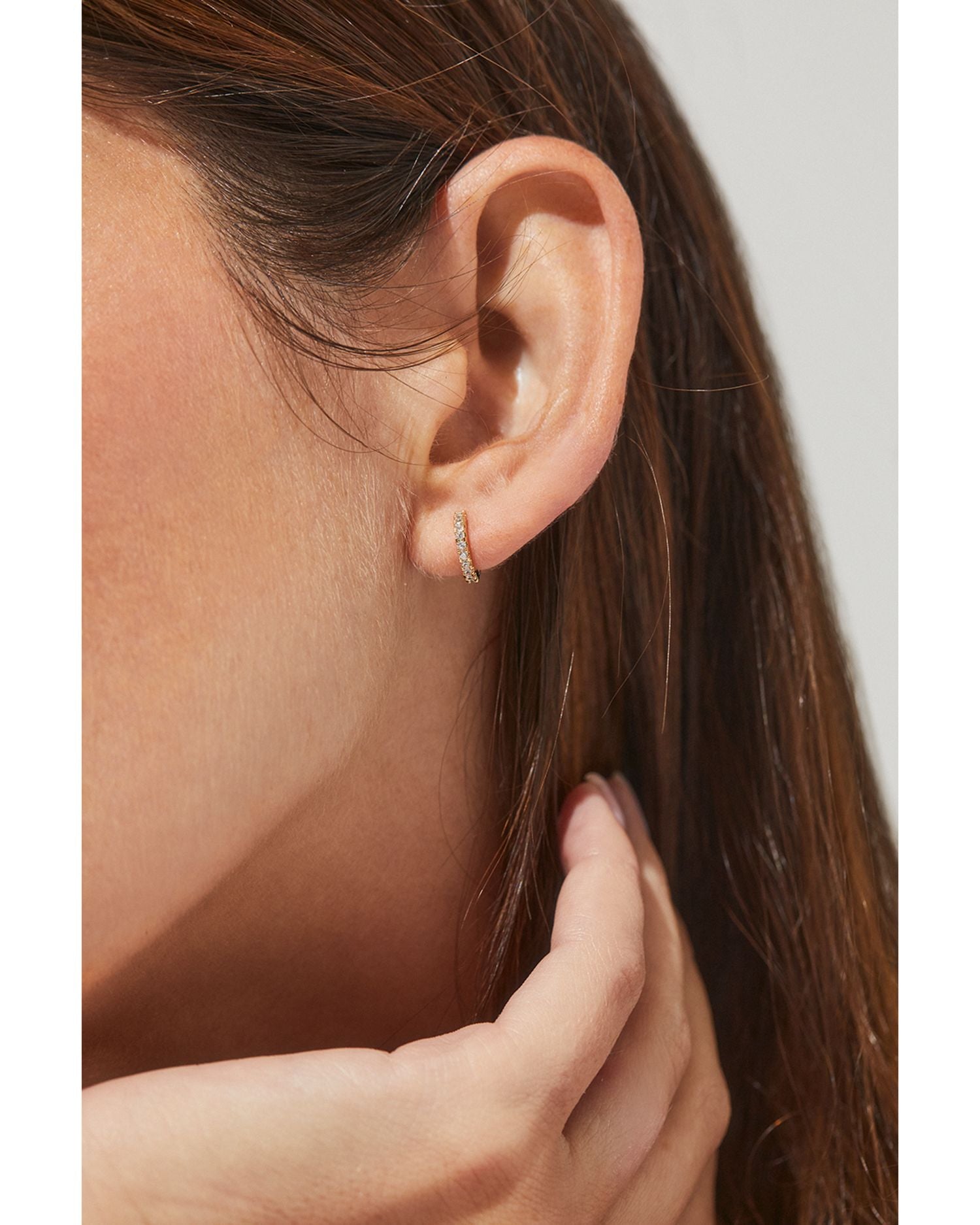 Pavé Huggie Hoop Earrings in 18K Gold Plated or Rhodium Plated