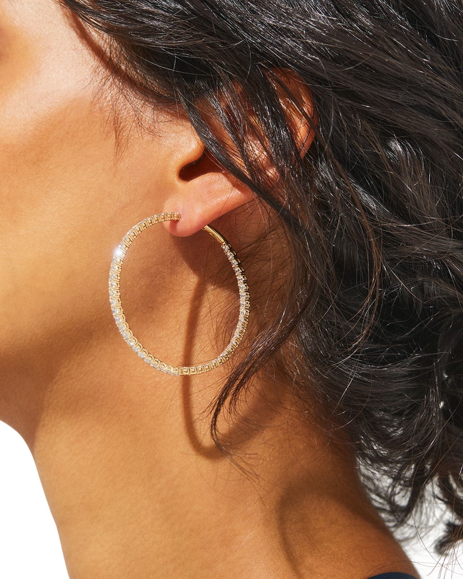 Inside Out Hoop Earrings in 18K Gold Plated or Rhodium Plated