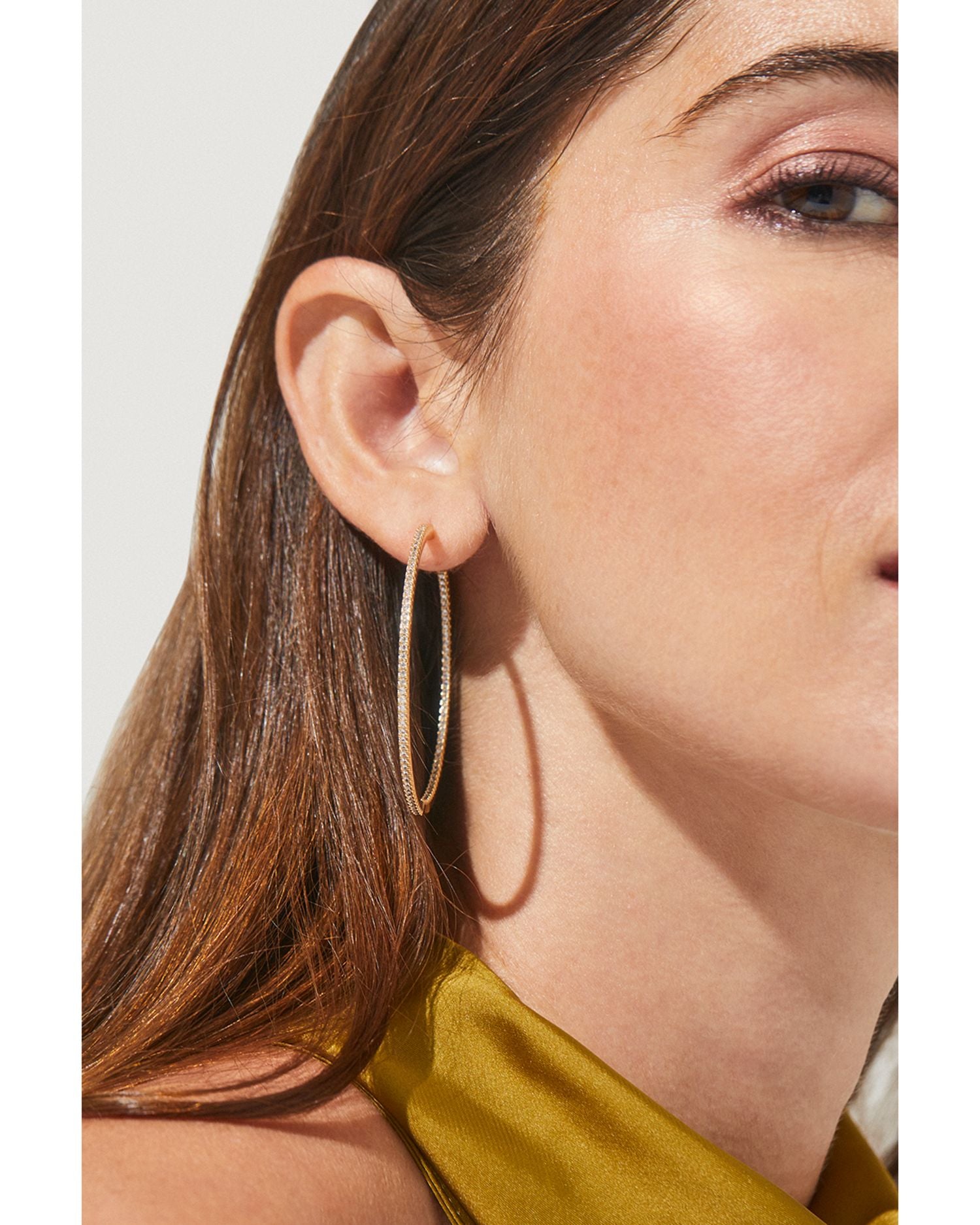 Inside Out Pavé Edge Hoop Earrings in 18K Gold Plated or Rhodium Plated