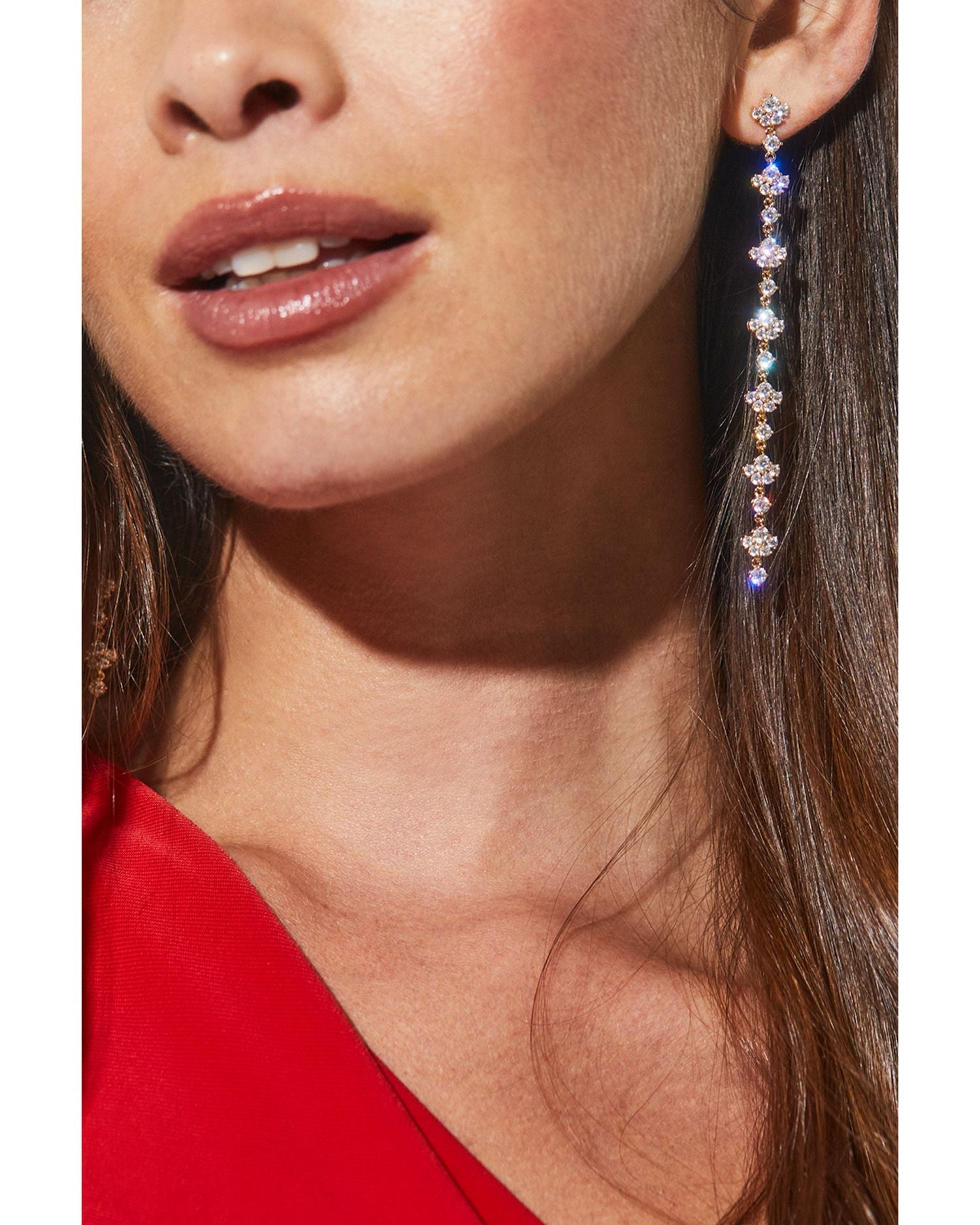 Long Linear Drop Earrings in 18K Gold Plated or Rhodium Plated