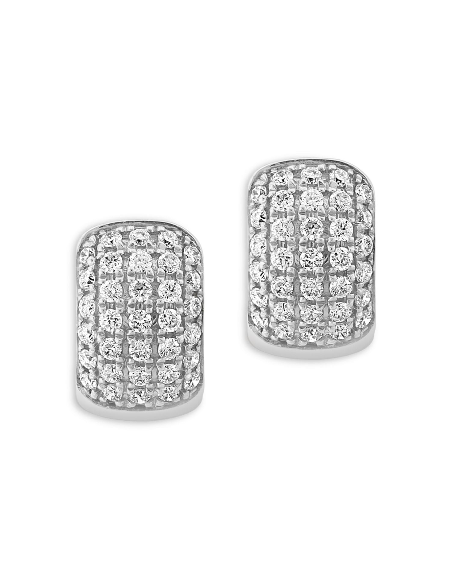 Pavé Diamond Huggie Hoop Earrings in 14K White Gold, 0.55 ct. t.w.