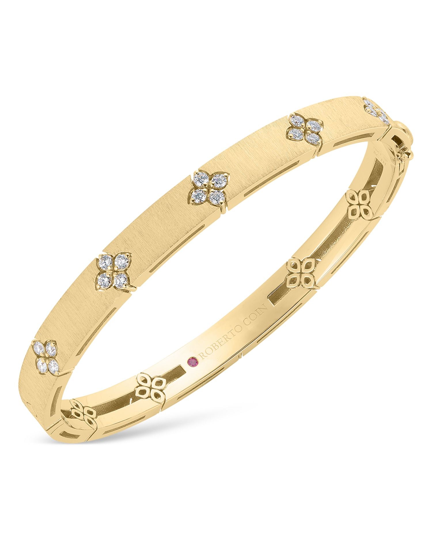 18K Yellow Gold Love in Verona Diamond Flower Bangle, 0.45 ct. t.w.