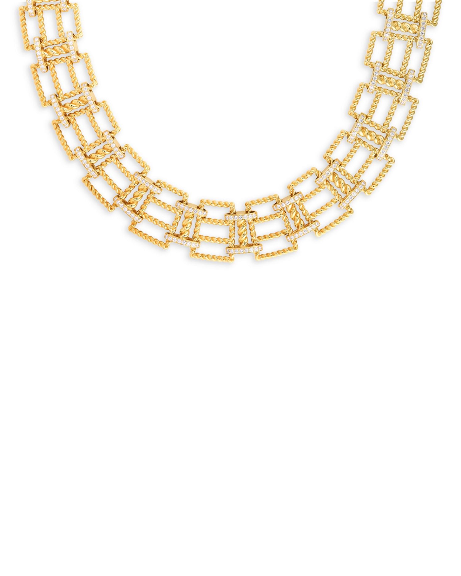 18K Yellow Gold New Barocco Diamond Lattice Necklace, 16'