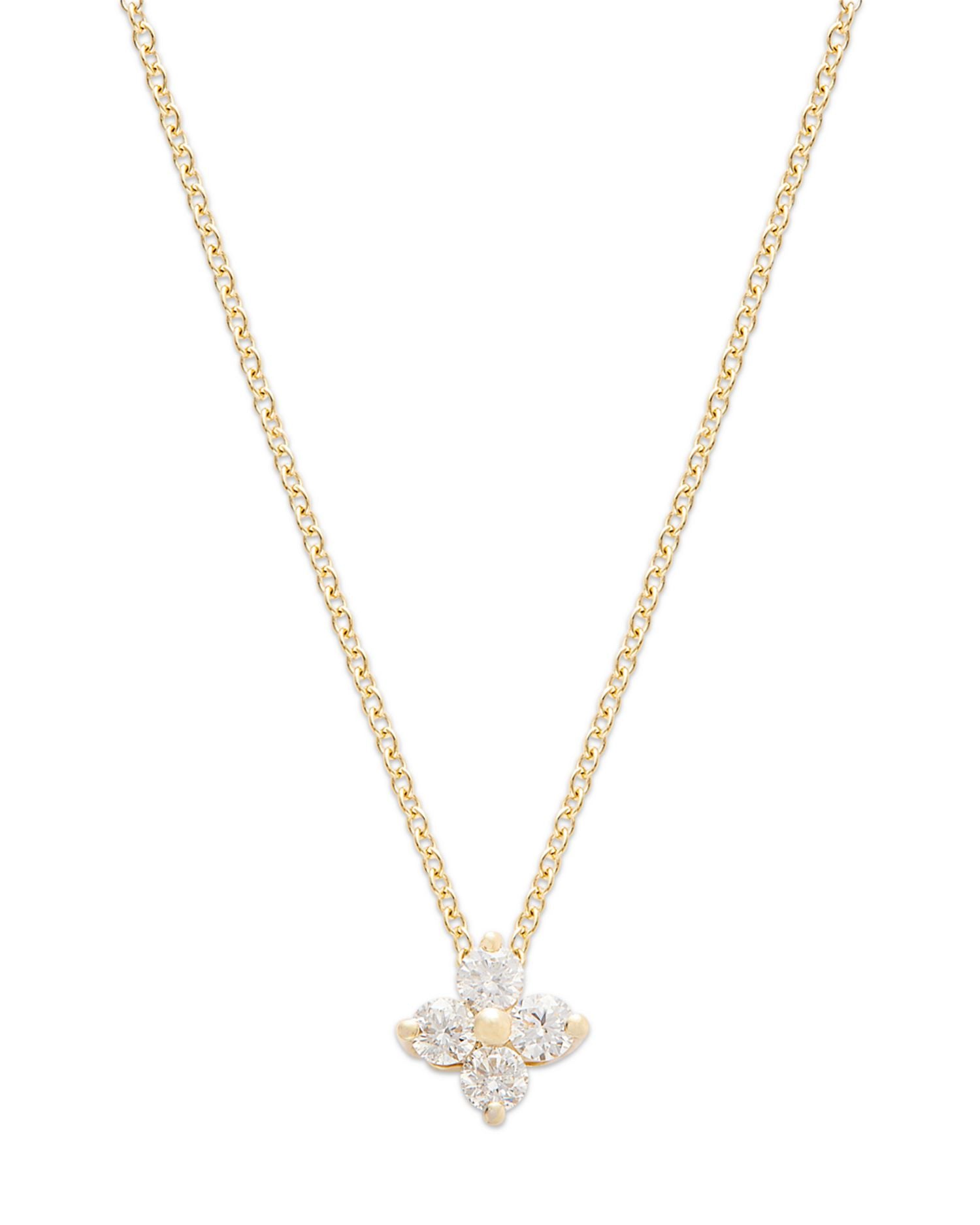 Diamond Flower Pendant Necklace in 14K Yellow Gold, 0.25 ct. t.w.