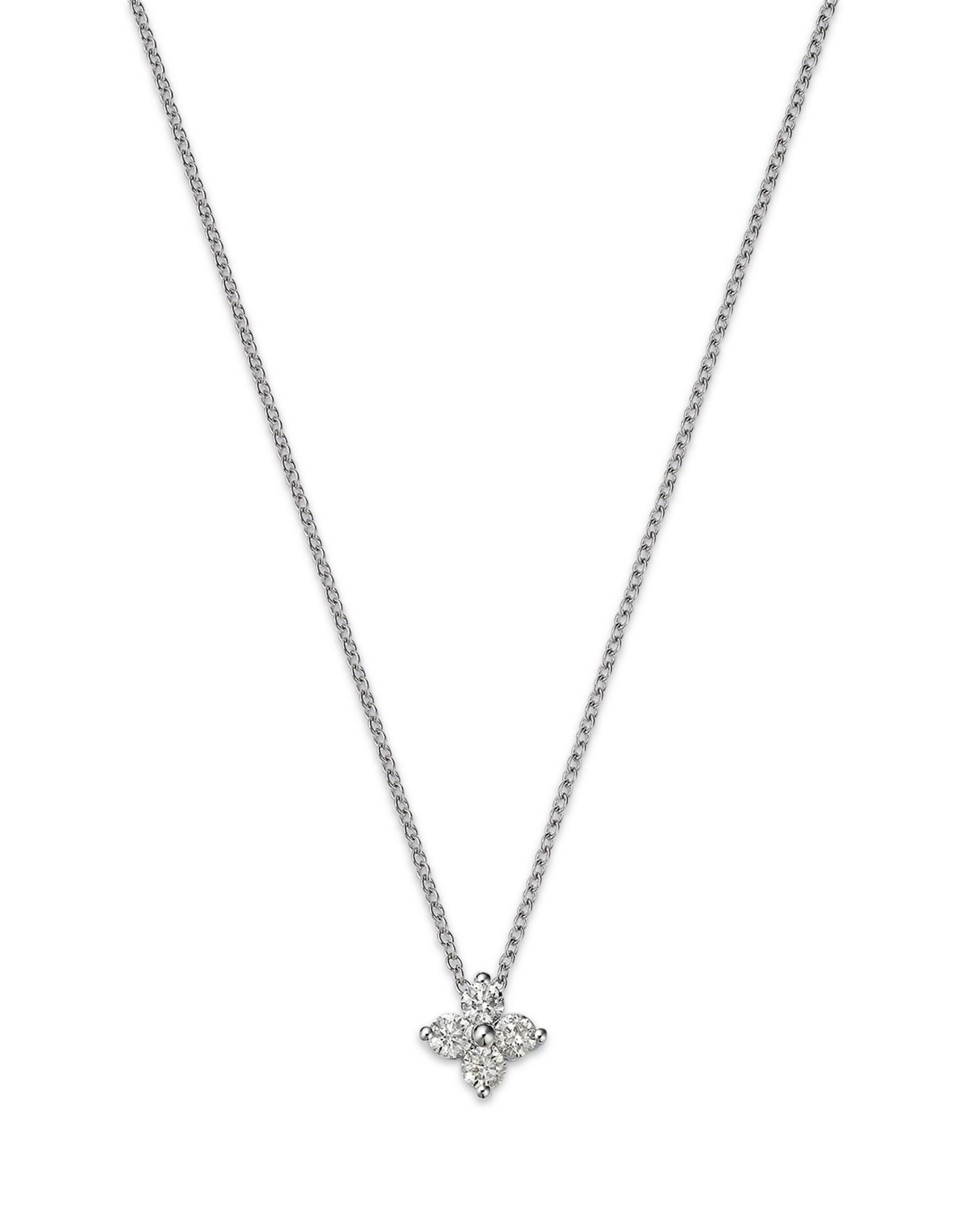 Diamond Flower Pendant Necklace in 14K White Gold, 0.25 ct. t.w.