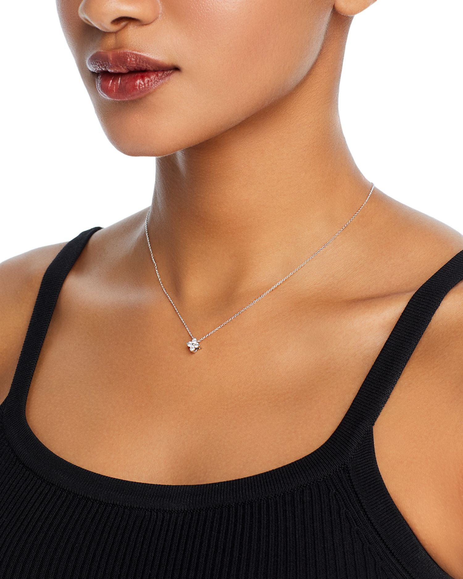 Diamond Flower Pendant Necklace in 14K White Gold, 0.25 ct. t.w.