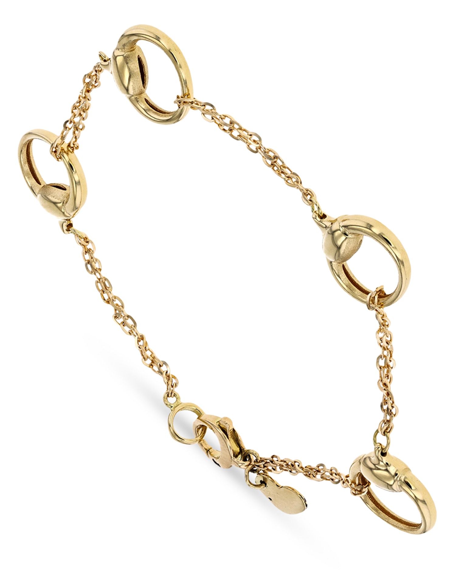 18K Yellow Gold Via Caneva Single Strand Horsebit Link Bracelet