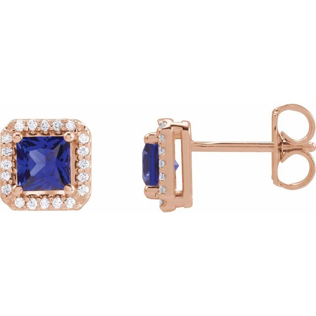 0.08Ct Lab-grown and Natural Diamond Halo Earrings in 14K Yellow Gold