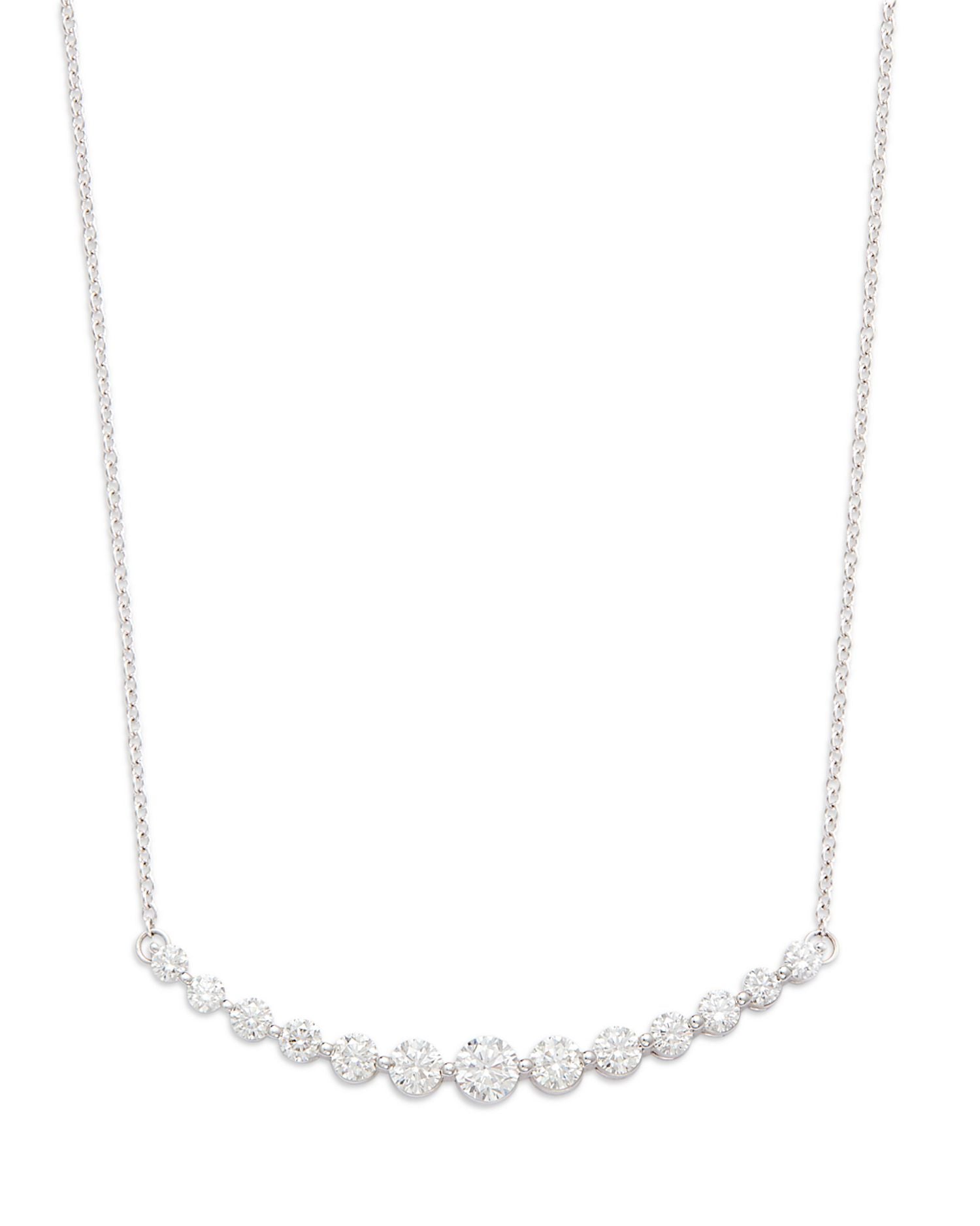 Diamond Graduated Curved Bar Necklace in 18K White Gold, 2.0 ct. t.w.