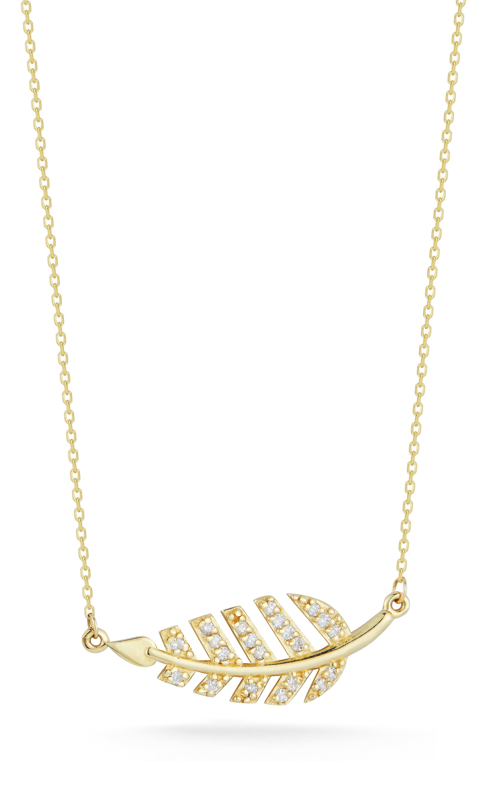 14K Gold & Diamond Leaf Necklace