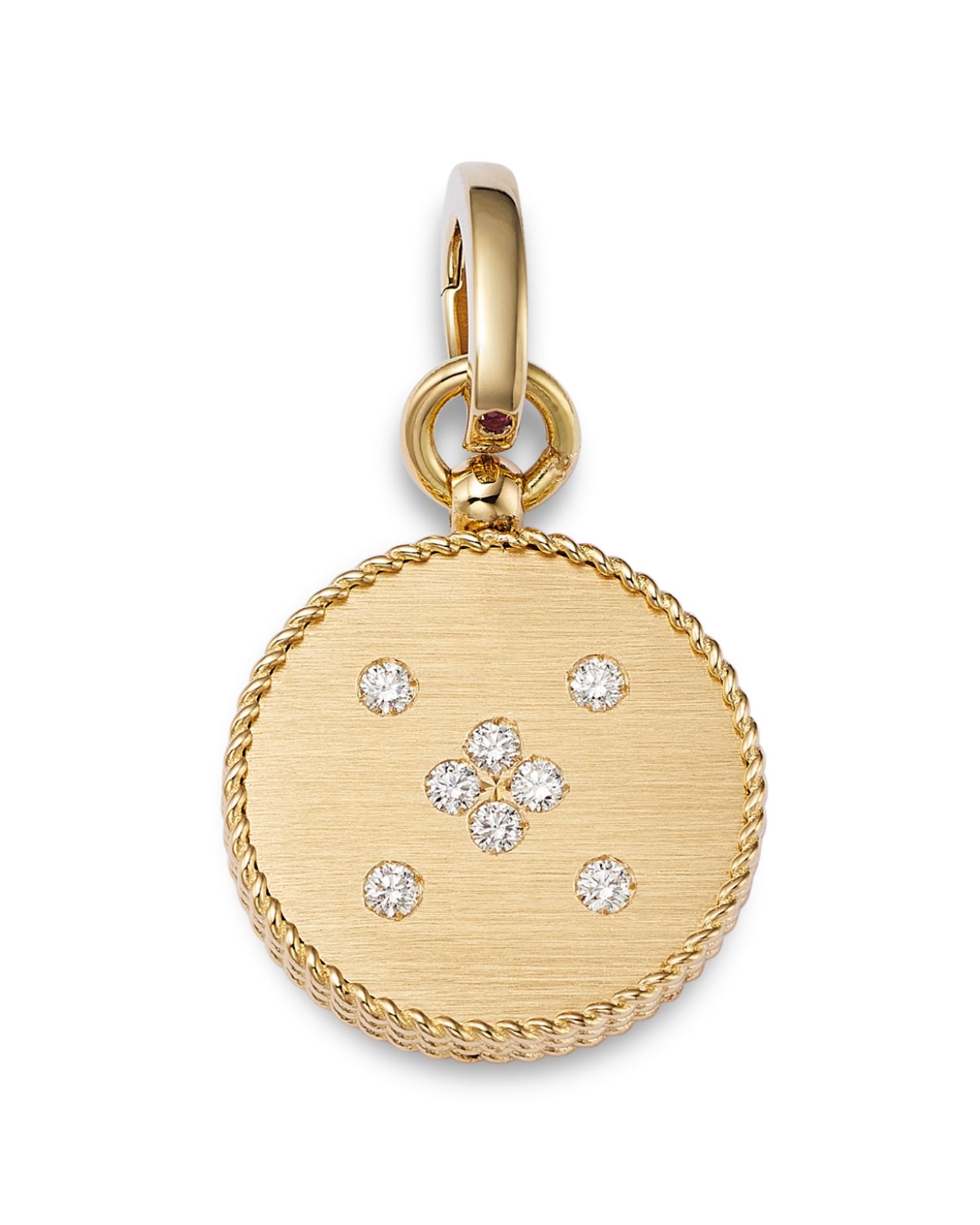 18K Yellow Gold Venetian Princess Diamond Flower Disc Pendant