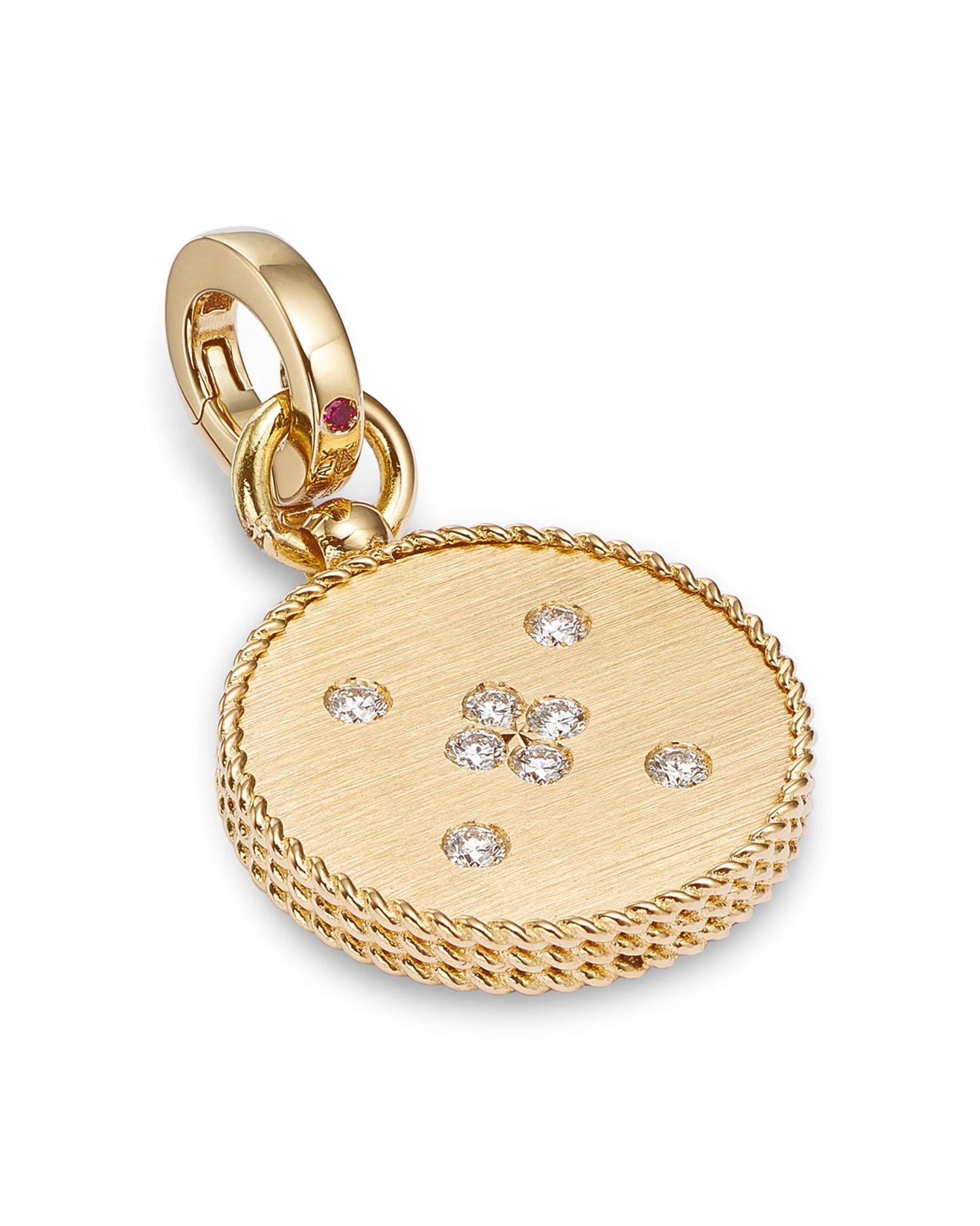 18K Yellow Gold Venetian Princess Diamond Flower Disc Pendant