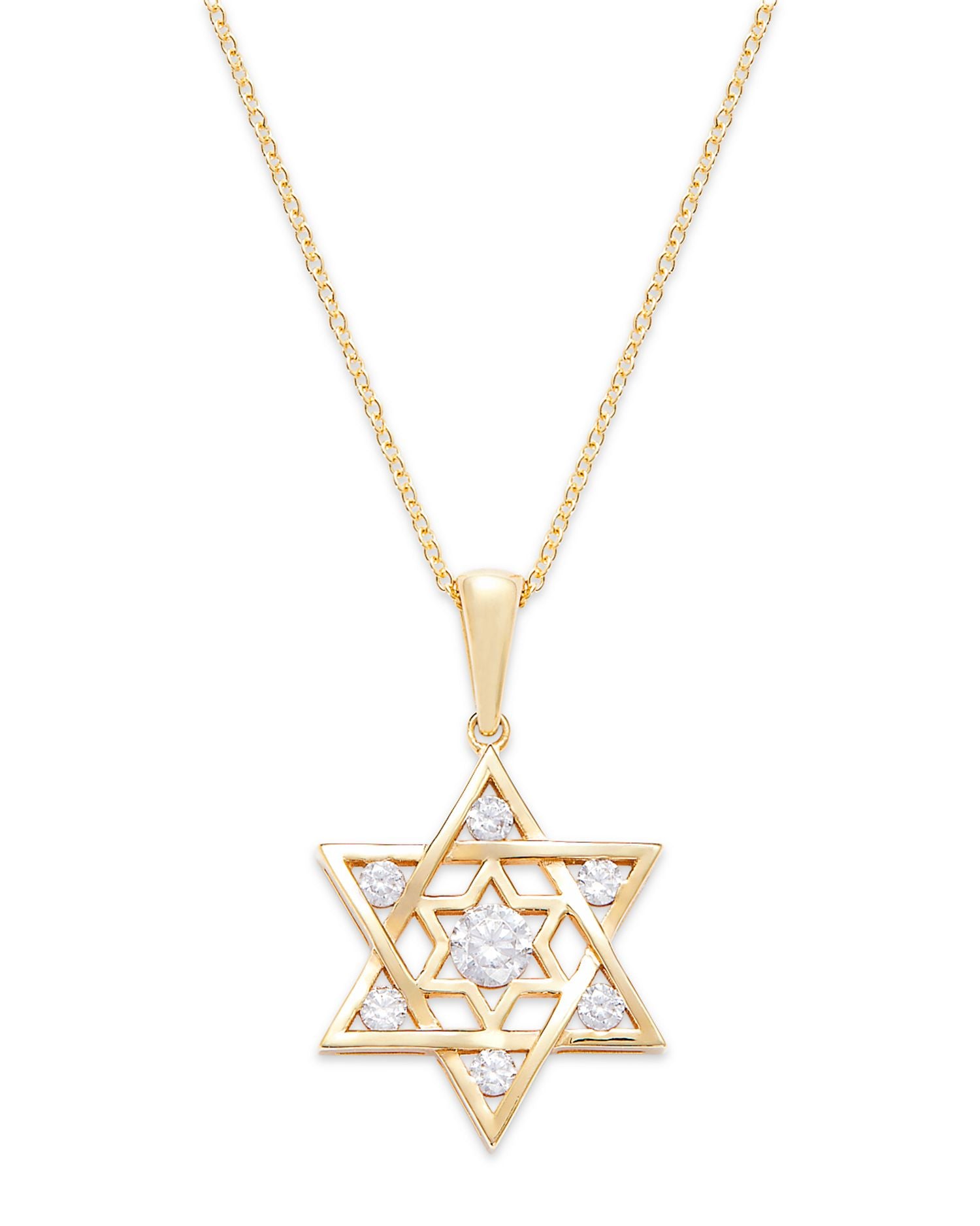 Diamond Star of David Pendant Necklace in 14K Yellow Gold, 0.40 ct. t.w.