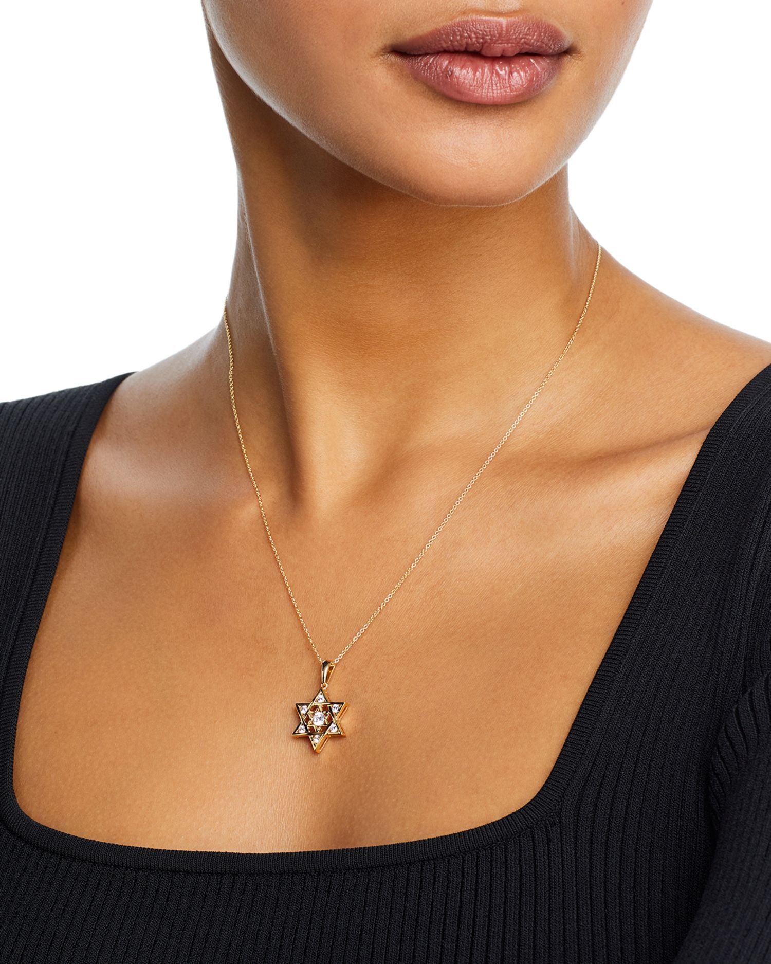 Diamond Star of David Pendant Necklace in 14K Yellow Gold, 0.40 ct. t.w.