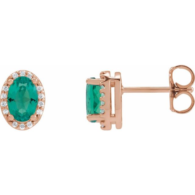 0.04Ct Emerald-Cut Lab-grown and Natural Diamond Halo Earrings in 14K Yellow Gold