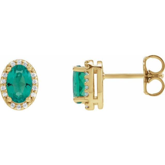0.04Ct Emerald-Cut Lab-grown and Natural Diamond Halo Earrings in 14K Yellow Gold