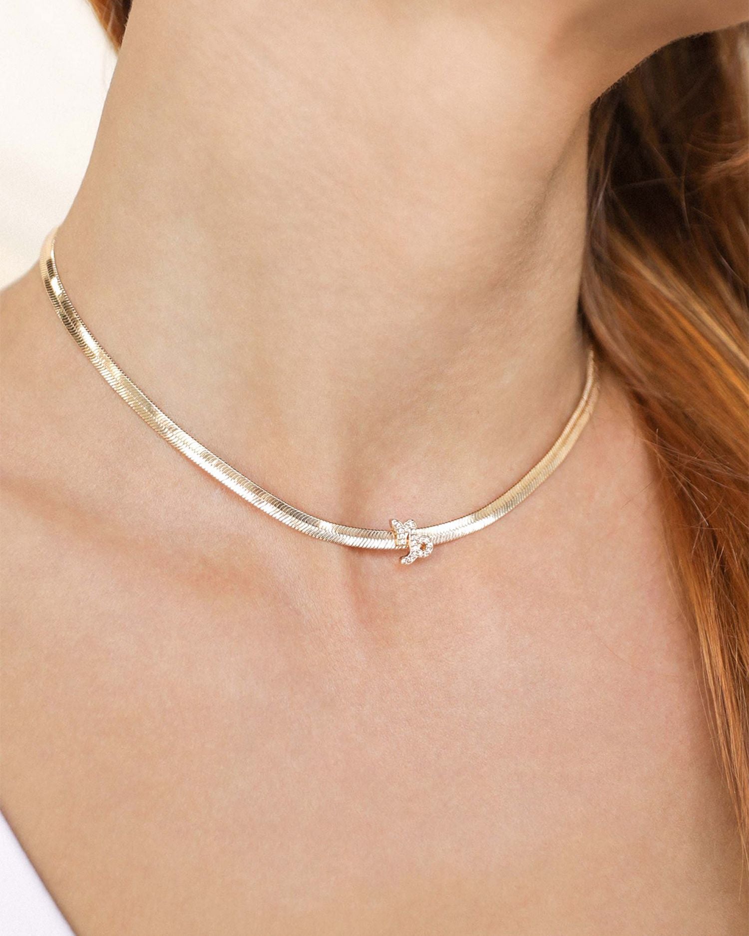 Zodiac Herringbone Necklace, 12-17'