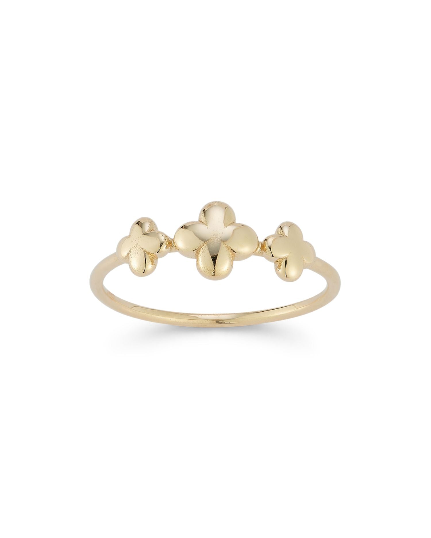 14K Yellow Gold Polished Triple Clover Ring