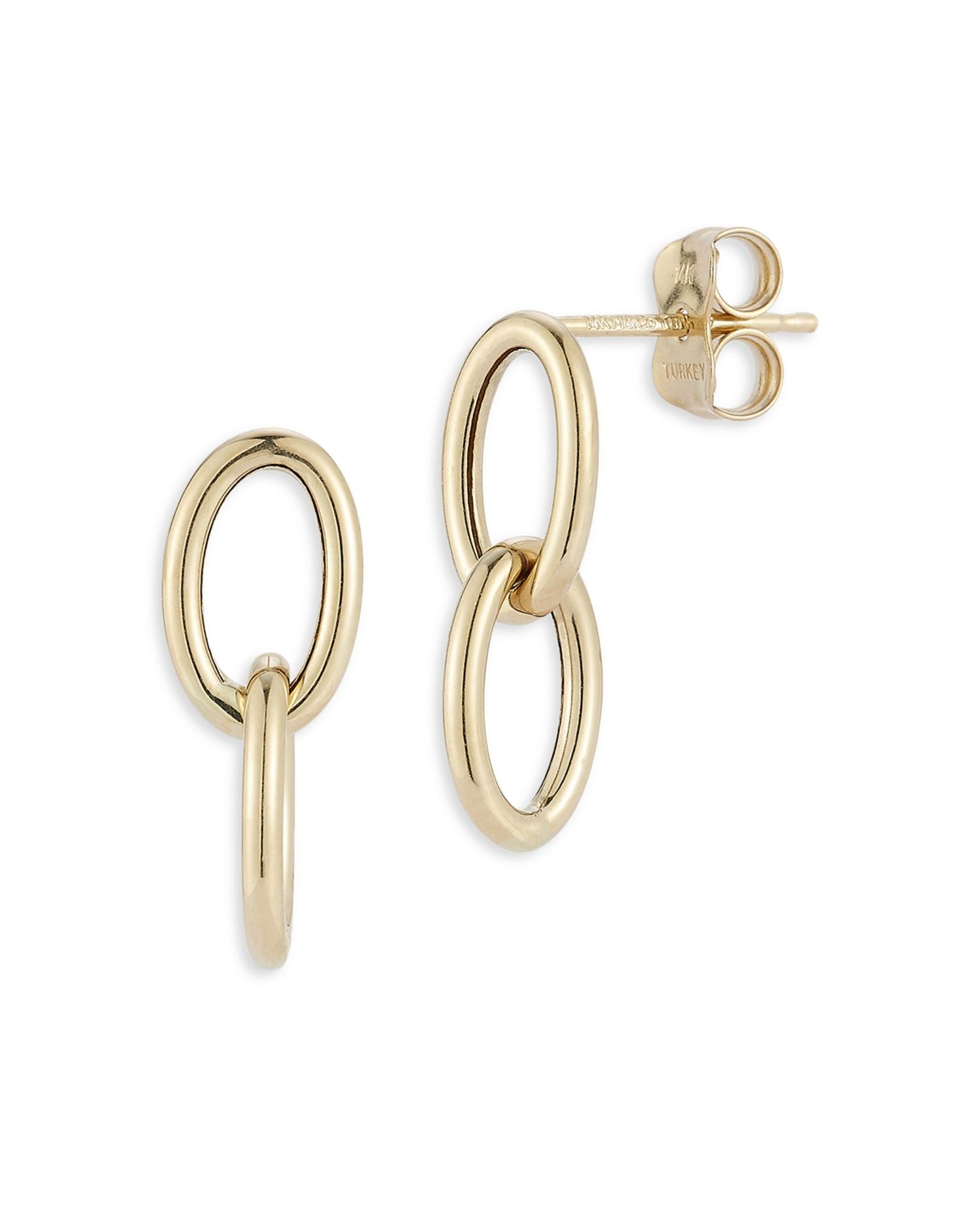 14K Yellow Gold Interlocking Link Drop Earrings