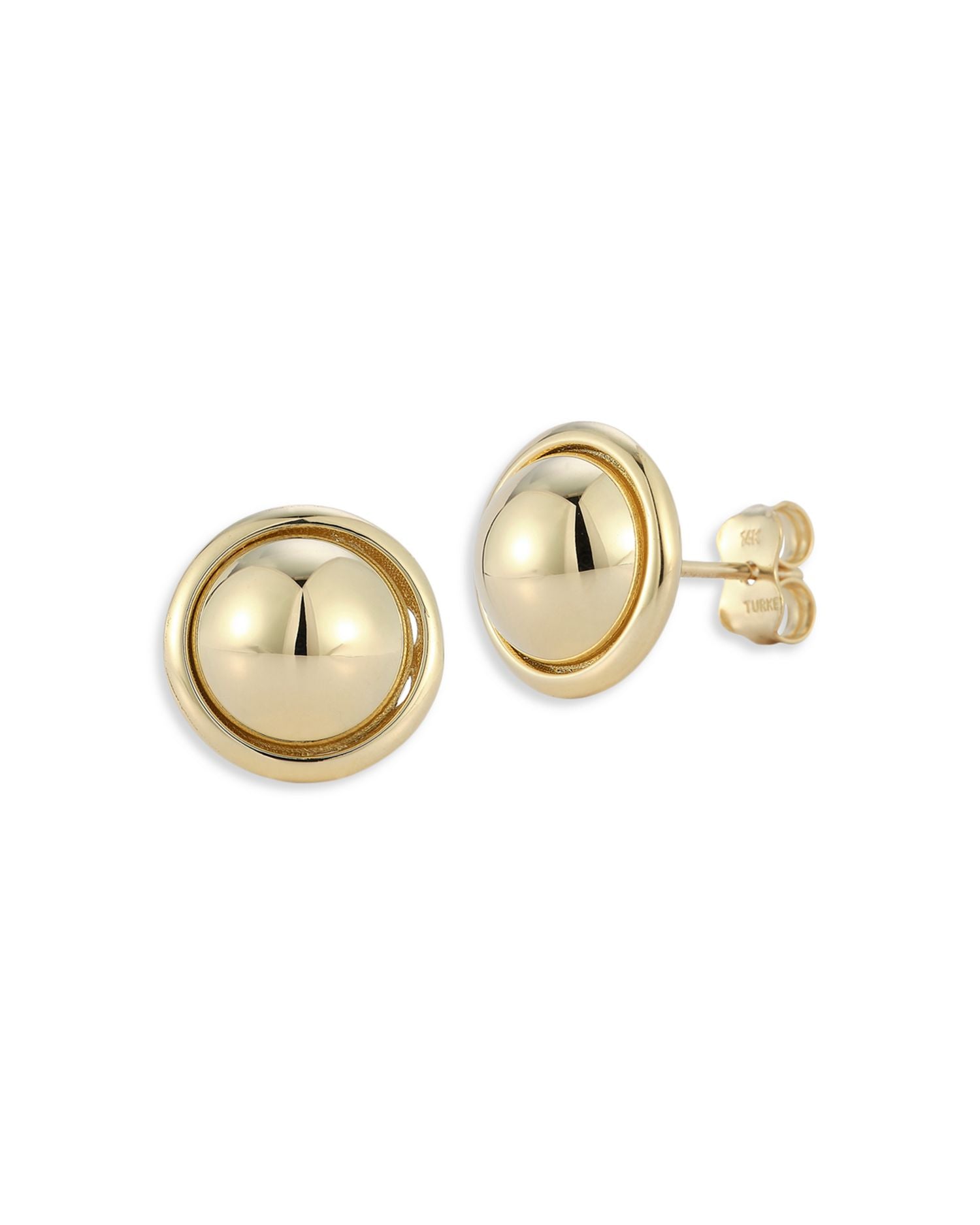 Bold Button Stud Earrings in 14K Yellow Gold