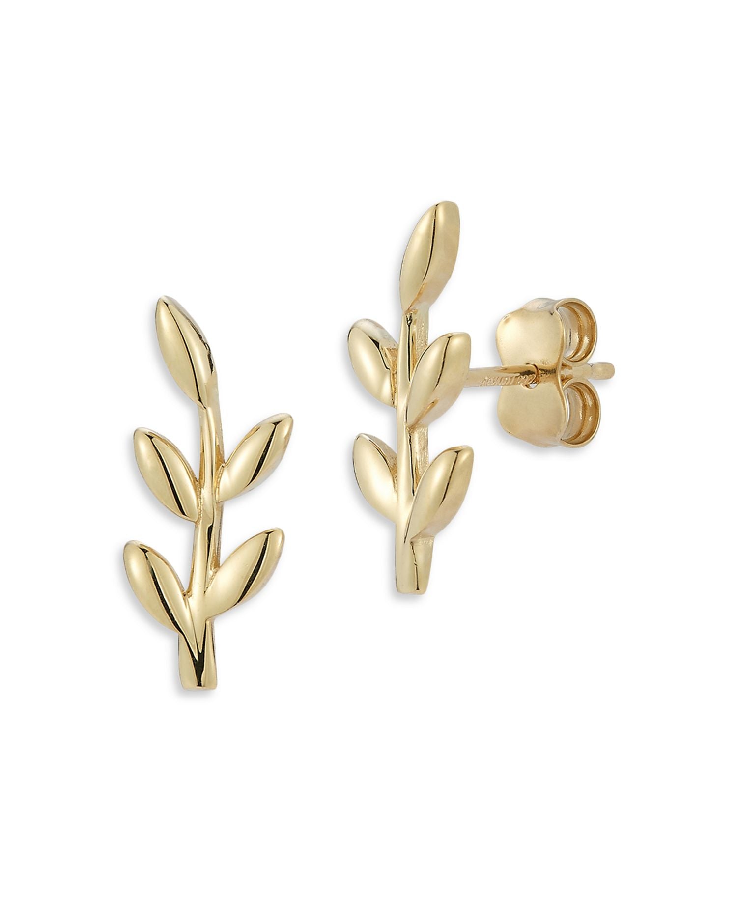14K Yellow Gold Leaf Stud Earrings