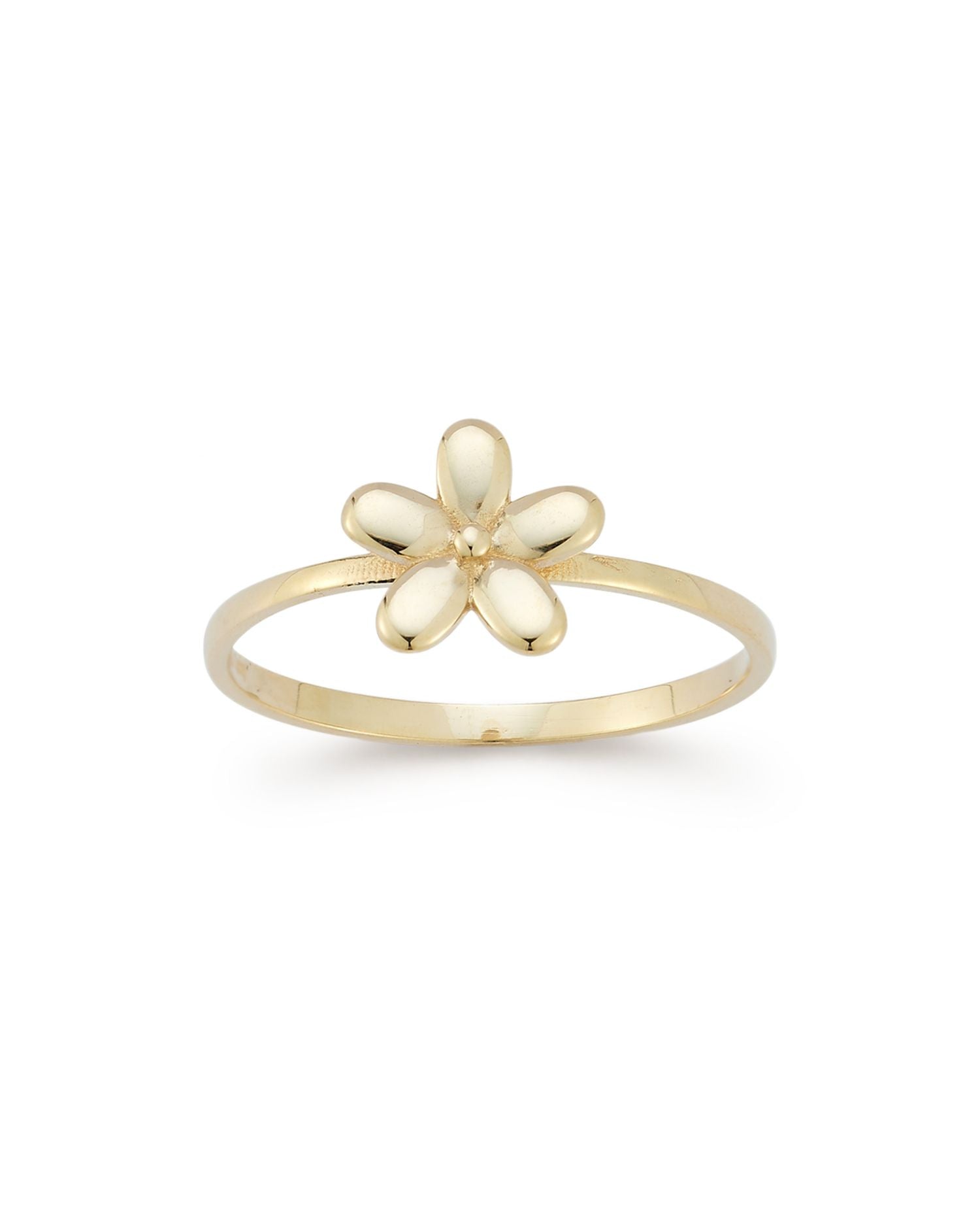 14K Yellow Gold Polished Flower Ring
