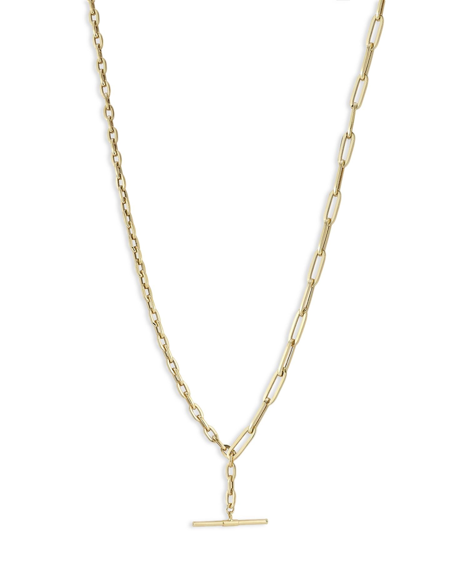 T Bar Statement Necklace in 14K Yellow Gold, 18'