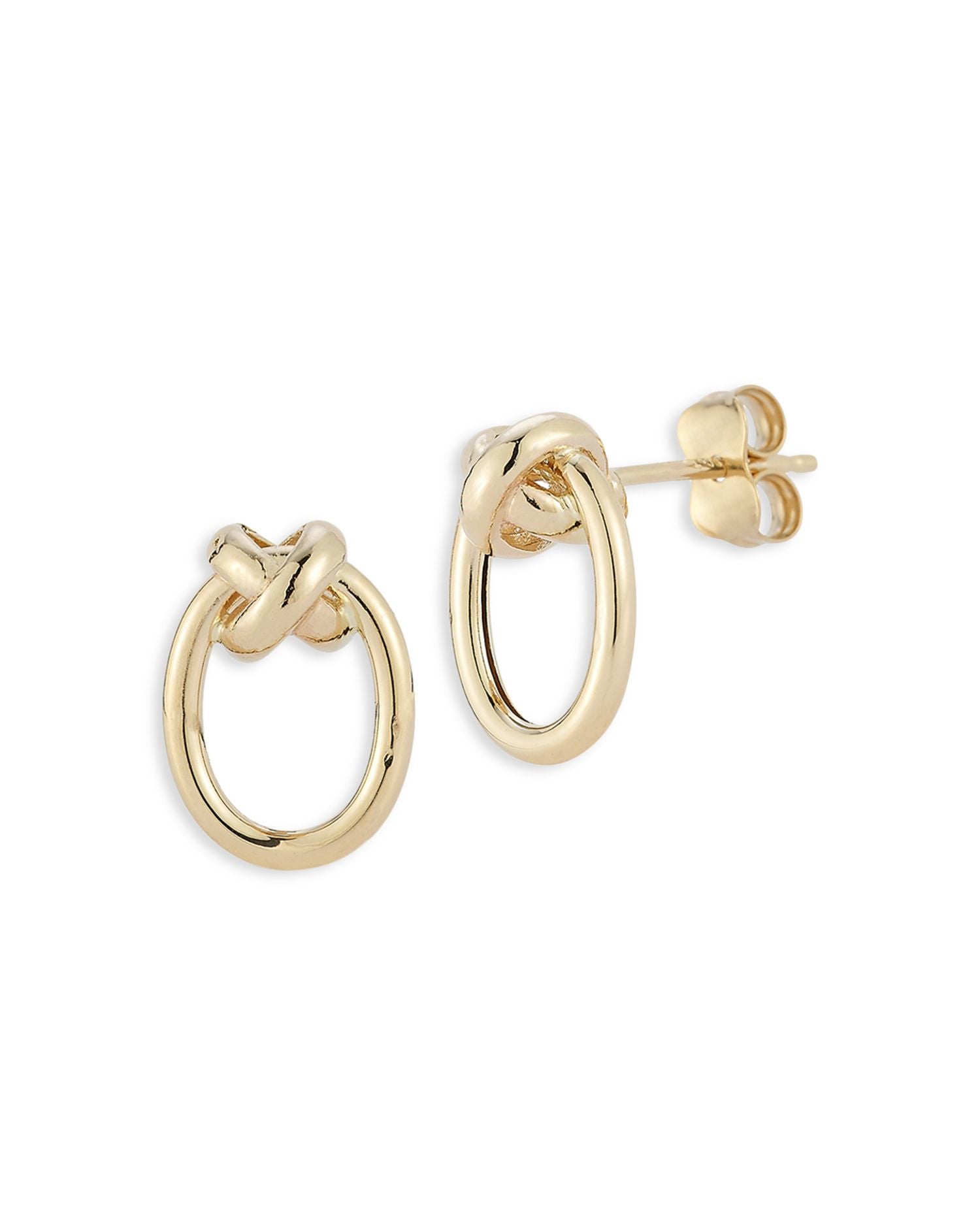 Knotted Oval Stud Earrings in 14K Yellow Gold