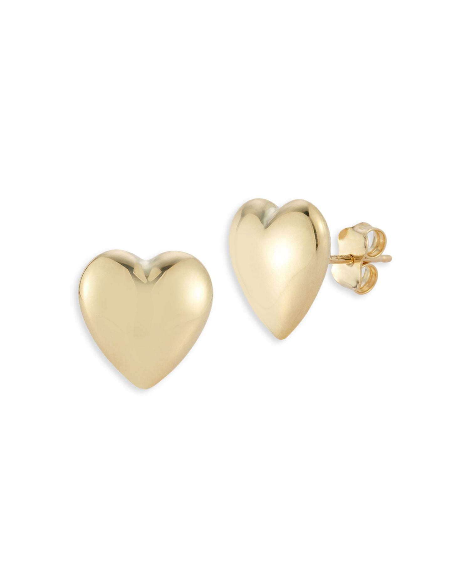 Polished Heart Stud Earrings in 14K Yellow Gold