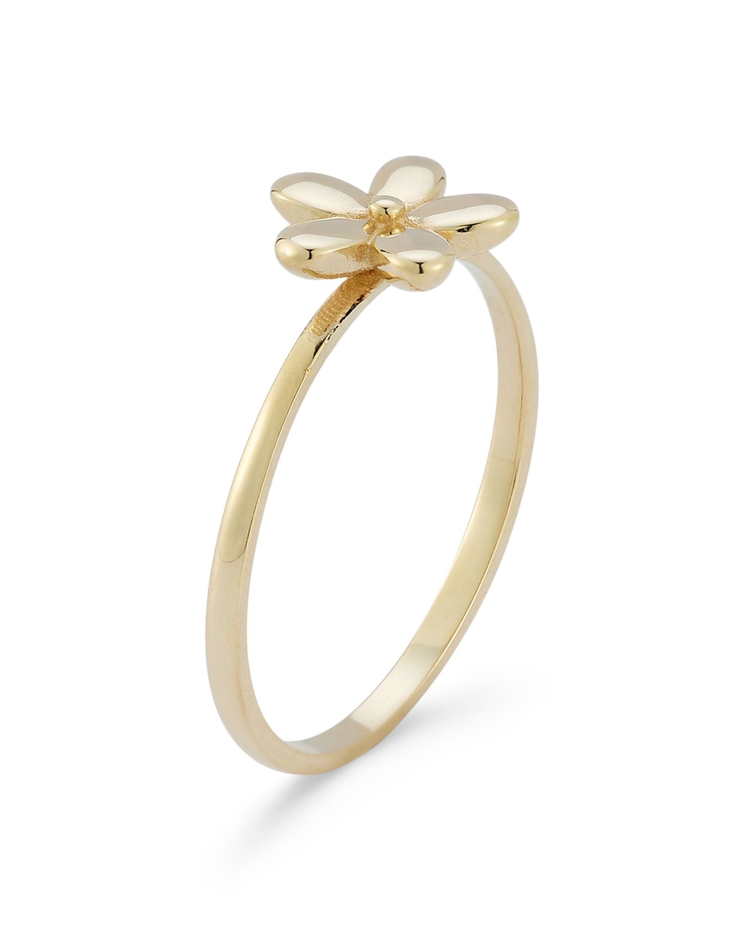 14K Yellow Gold Polished Flower Ring