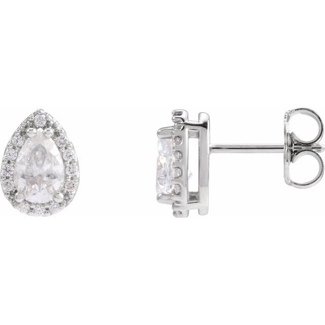 1.10Ct Lab-grown and Natural Diamond Halo Earrings in 14K White Gold