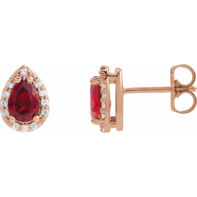 0.5Ct Lab-grown and Natural Diamond Halo Earrings in 14K Rose Gold
