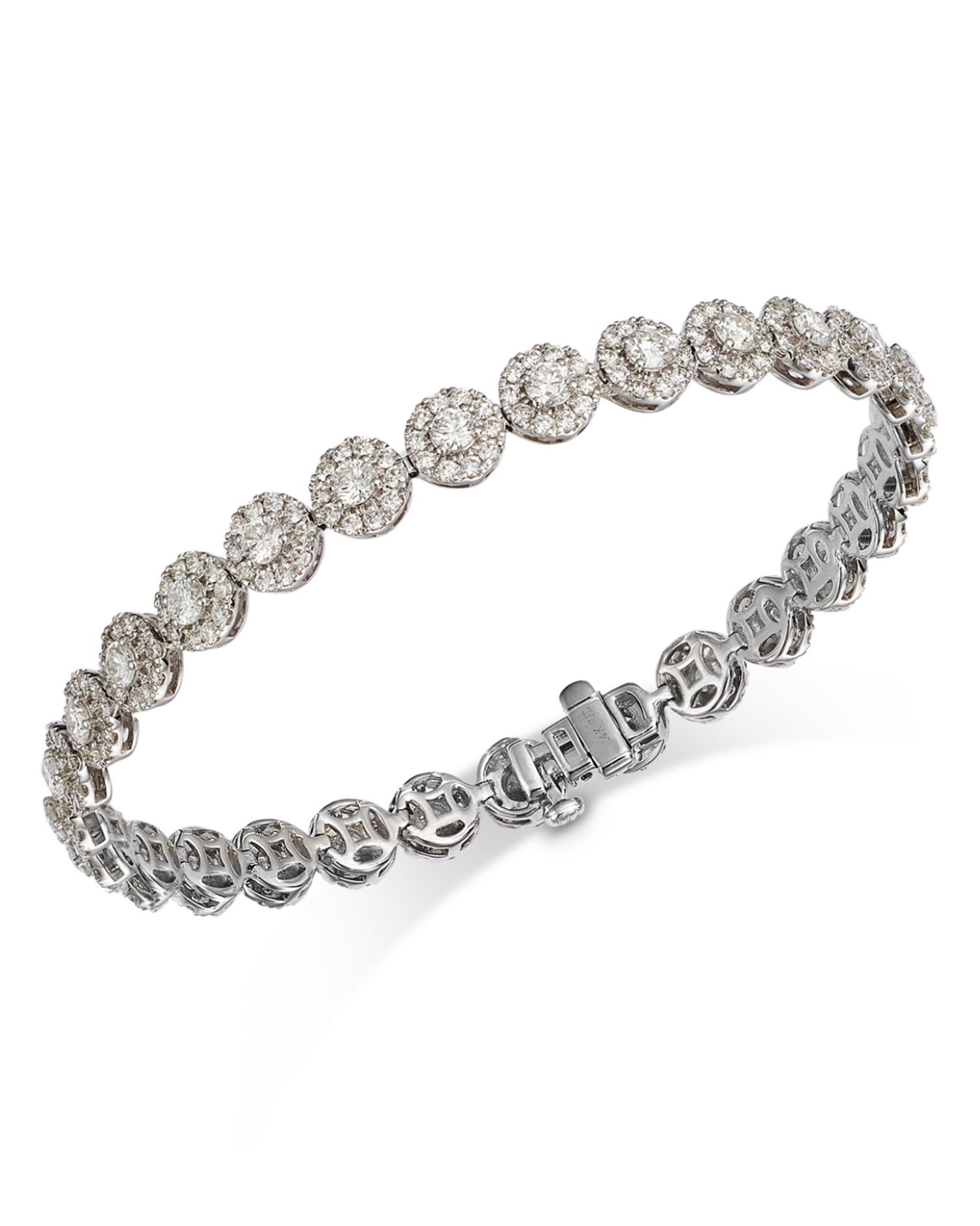 Diamond Halo Tennis Bracelet in 14K White Gold, 7.0 ct. t.w.
