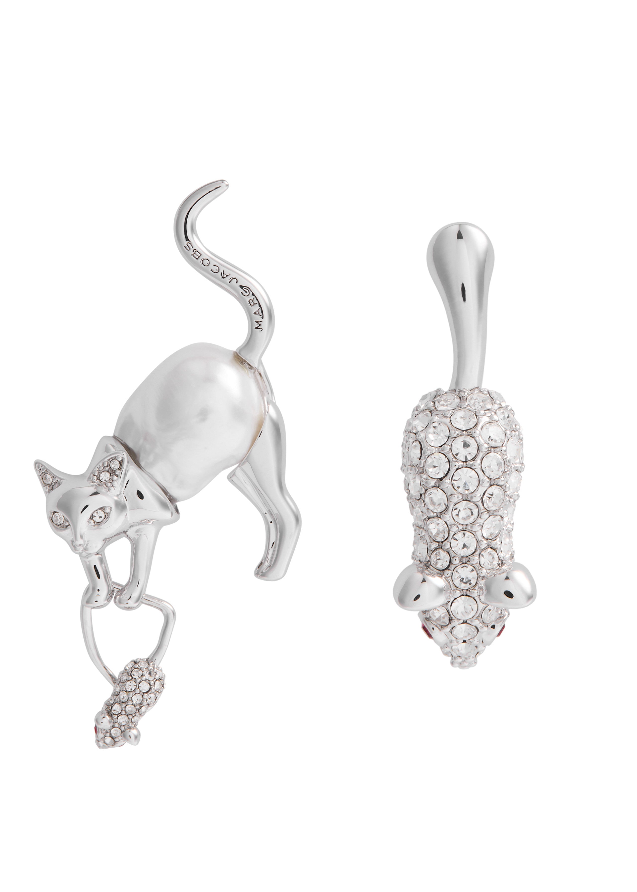 Cat And Mouse silver-plated mismatched earrings