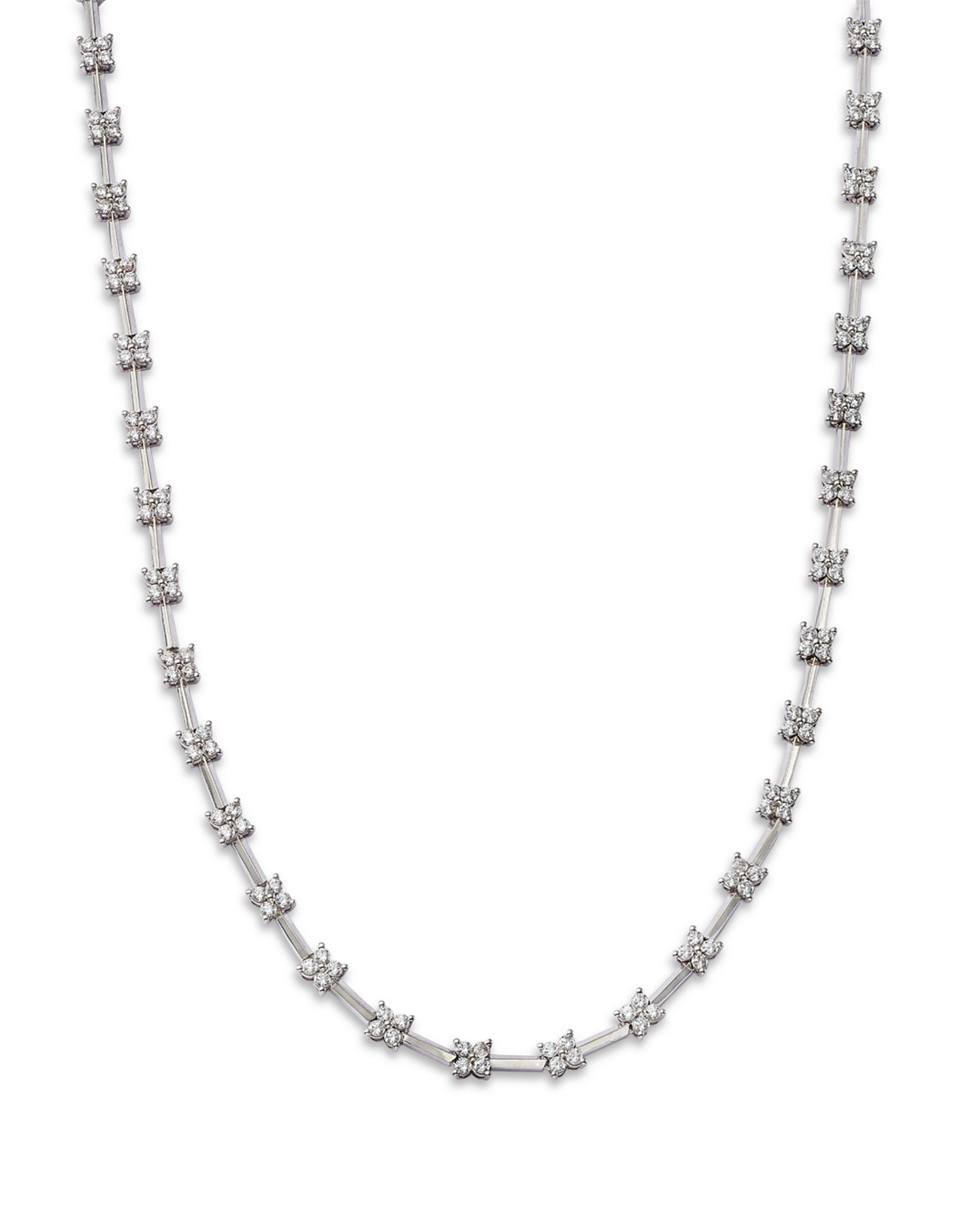 Diamond Station Collar Necklace in 14K White Gold, 3.0 ct. t.w., 17'