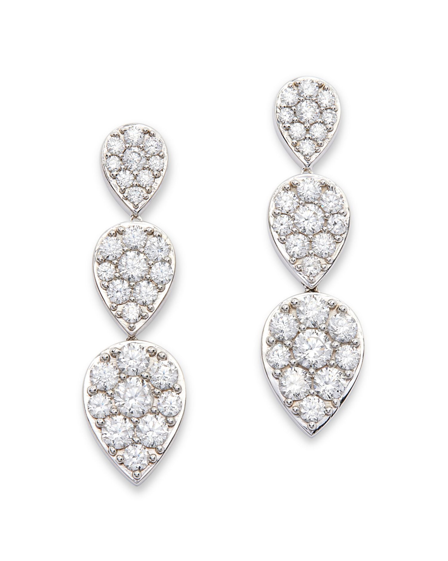 Diamond Pear Cluster Drop Earrings  in 14K White Gold, 3.65 ct. t.w.