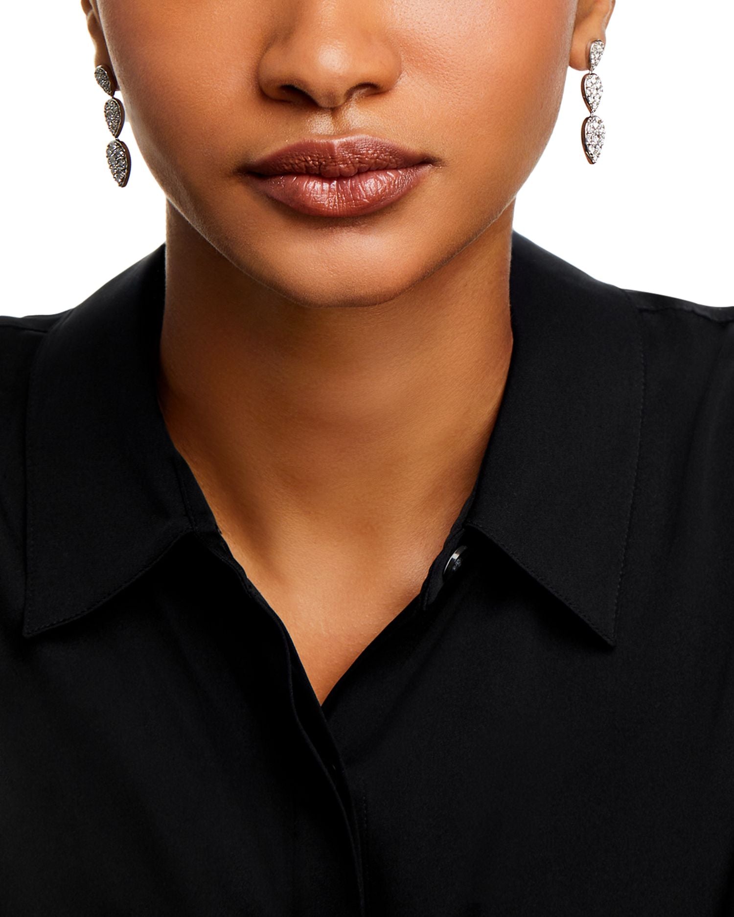 Diamond Pear Cluster Drop Earrings  in 14K White Gold, 3.65 ct. t.w.