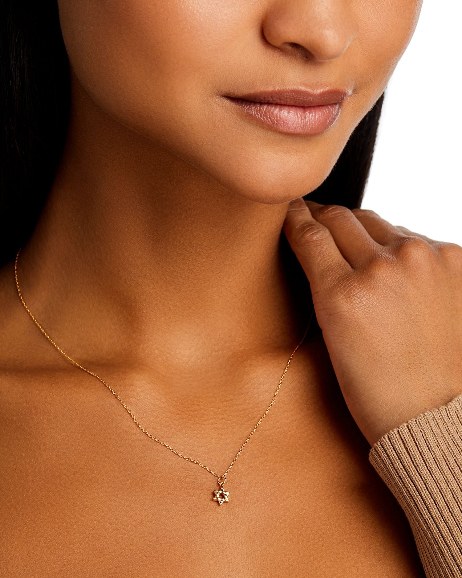 Star of David Pendant Necklace in 14K Yellow Gold, 18'