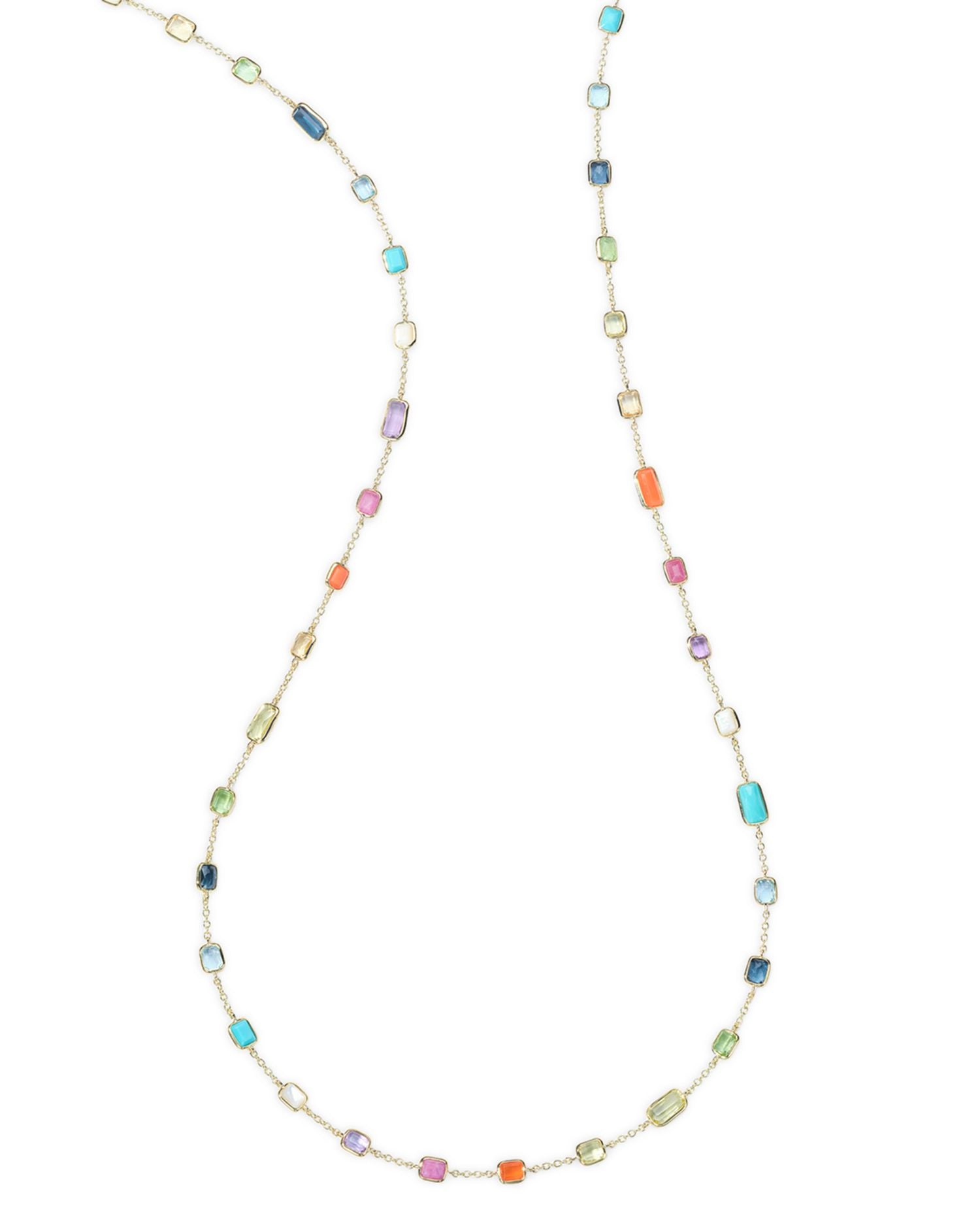 18K Yellow Gold Rock Candy® Multi Stone Summer Rainbow Statement Necklace, 32.5"