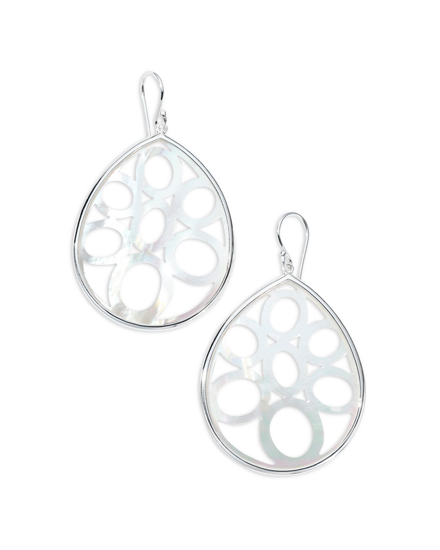 Sterling Silver 925 Polished Rock Candy® Mother of Pearl Mosaic Cut Out Drop Earrings