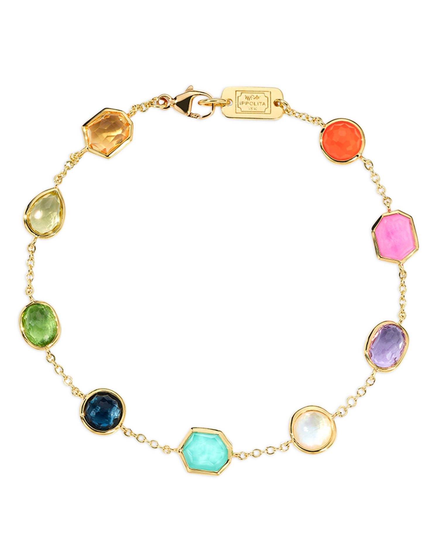 18K Yellow Gold Rock Candy® Multi Stone Summer Rainbow Link Bracelet