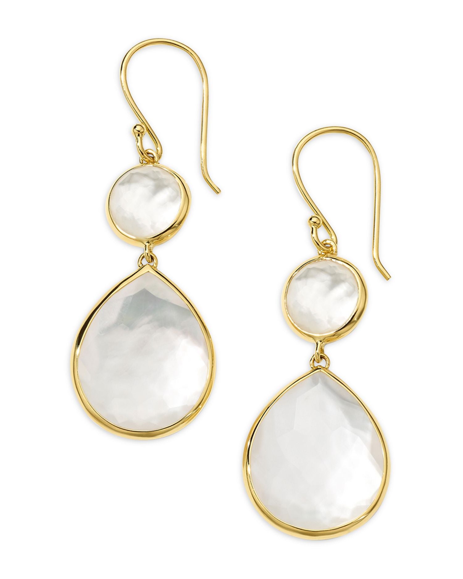 18K Yellow Gold Rock Candy® Mother of Pearl & Rock Crystal Doublet Drop Earrings