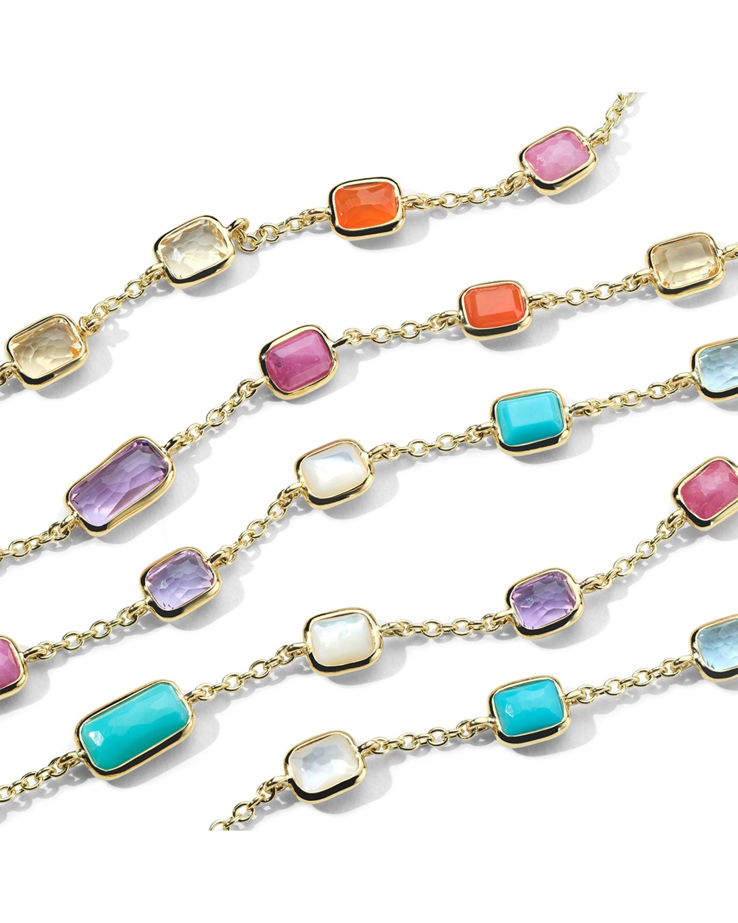 18K Yellow Gold Rock Candy® Multi Stone Summer Rainbow Statement Necklace, 32.5"