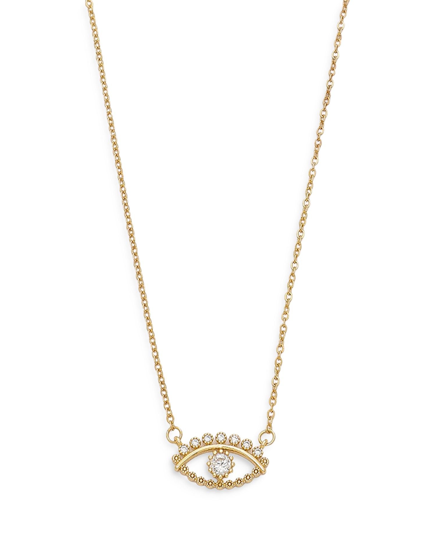 All Knowing Eye Crystal & 18k Gold Plated Necklace, 16' + 5' extender